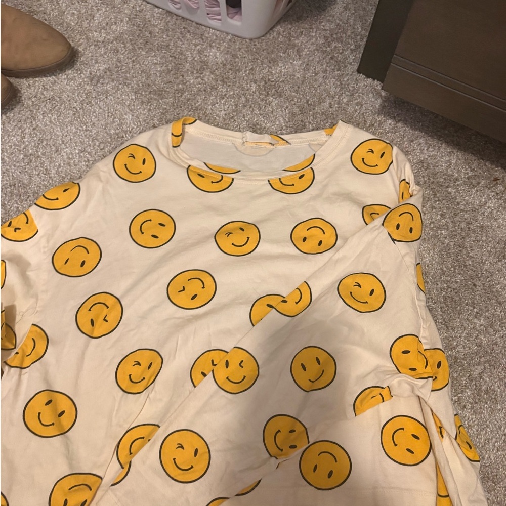 Altar’d State Smiley Face Print Long Sleeve Shirt